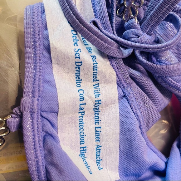 NWT Wild Fable Purple Sparkly FairyCore Tied High Leg Bikini Bottoms Medium - Picture 6 of 8